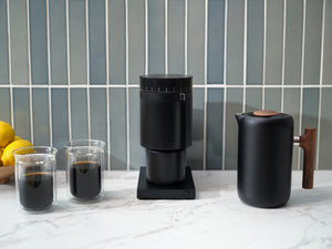 Black electric home coffee grinder Opus by brand Fellow