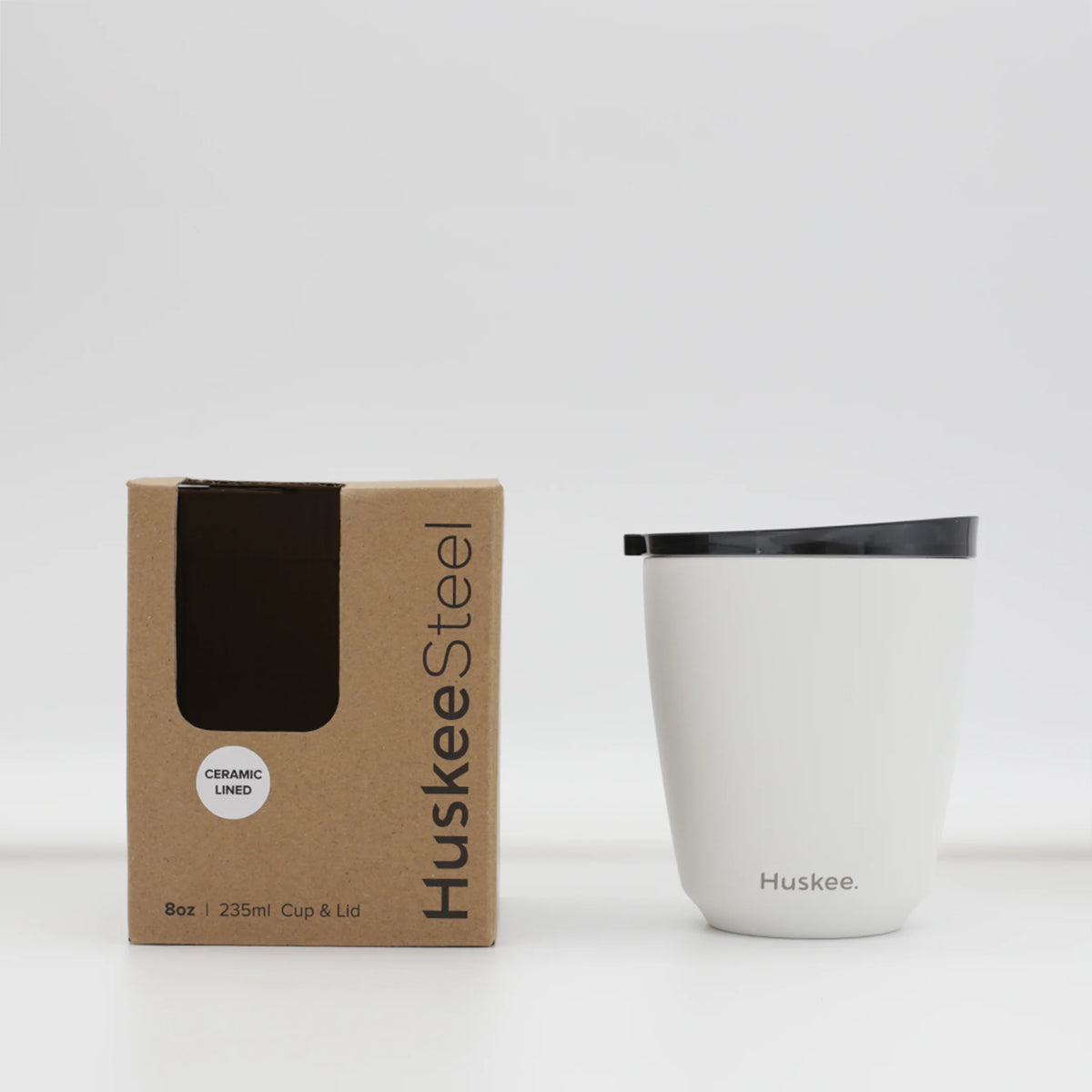 Steel Mug & Lid 8oz White
