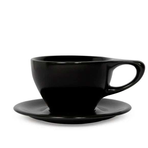 Porcelain Black Lino Large Latte Cup 12oz/36cl