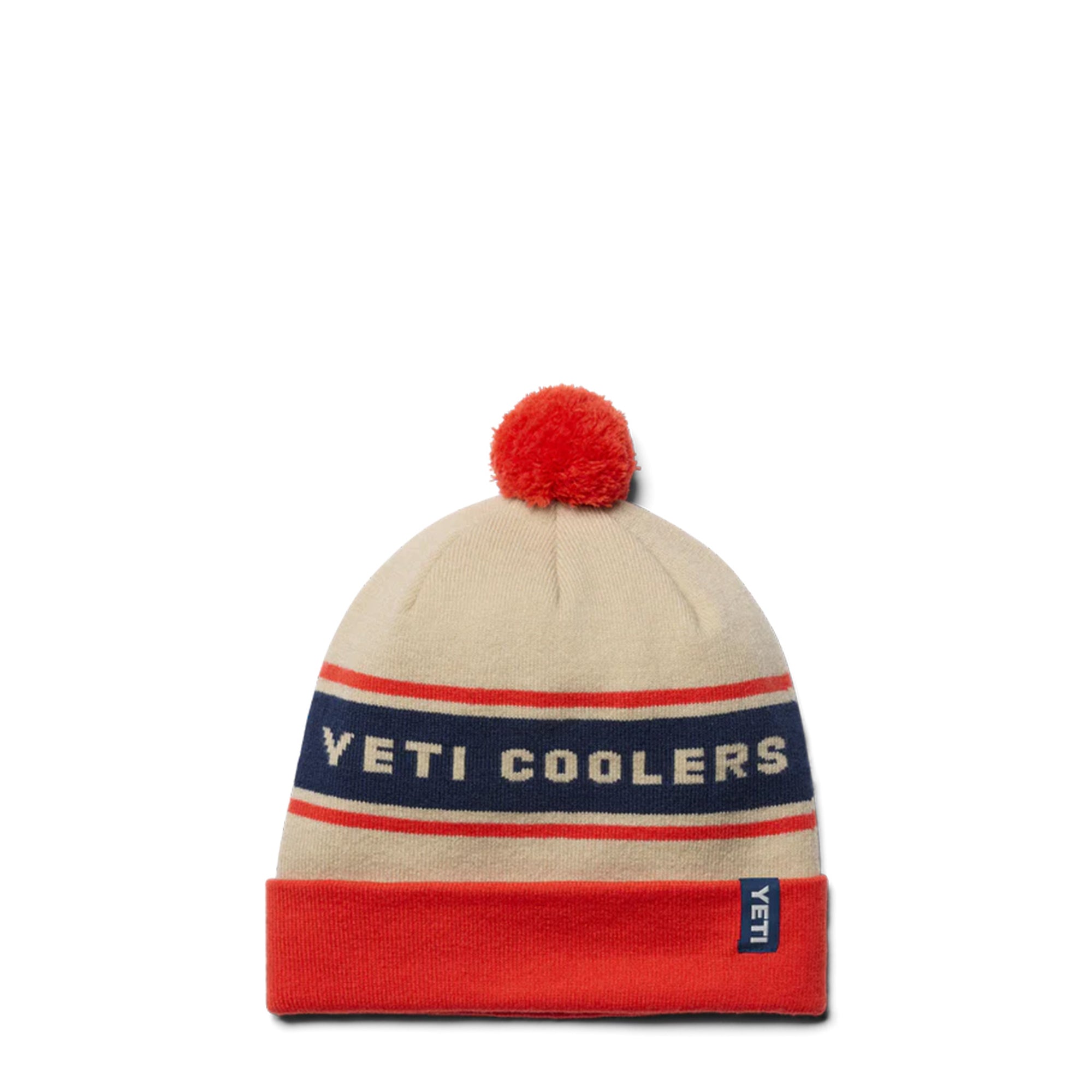 POM BEANIE WHITE / ORANGE