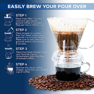 Coffee Dripper Clear Grey - L with filters