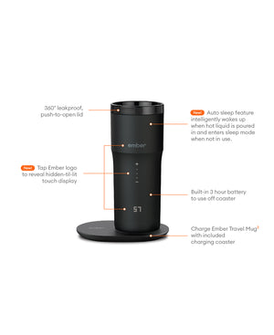 Electric Coffee Travel Mug black V2 - 355ml - Ember - Espresso Gear