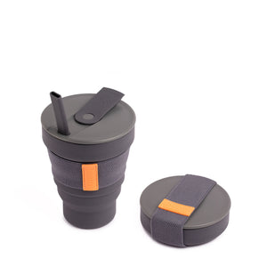 Mug Reusable/Fold. 16oz, Charcoal - Hunu