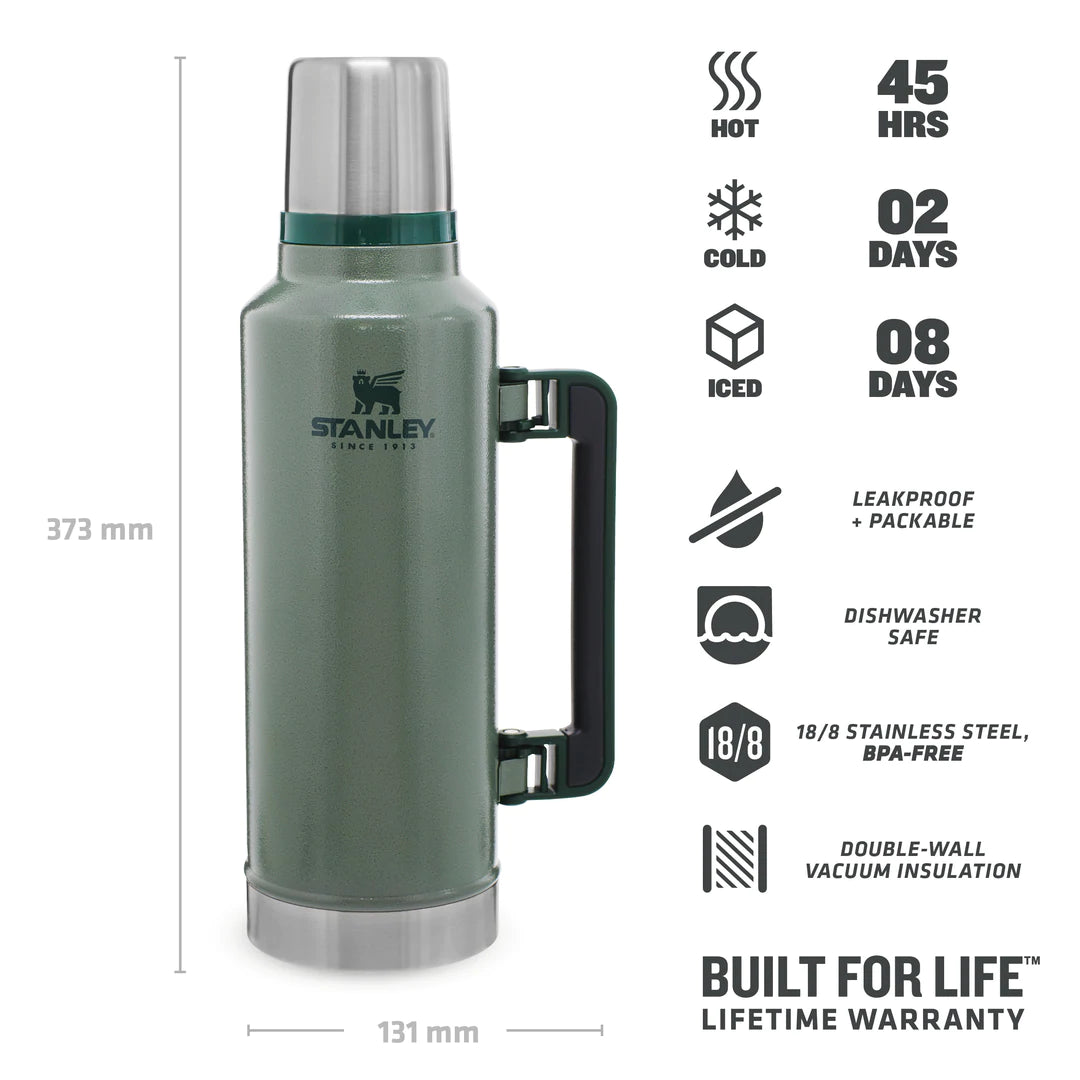 Stanley Hot & Cold Green Thermos Classic Vacuum 1.1 Quart Soup & Coffee